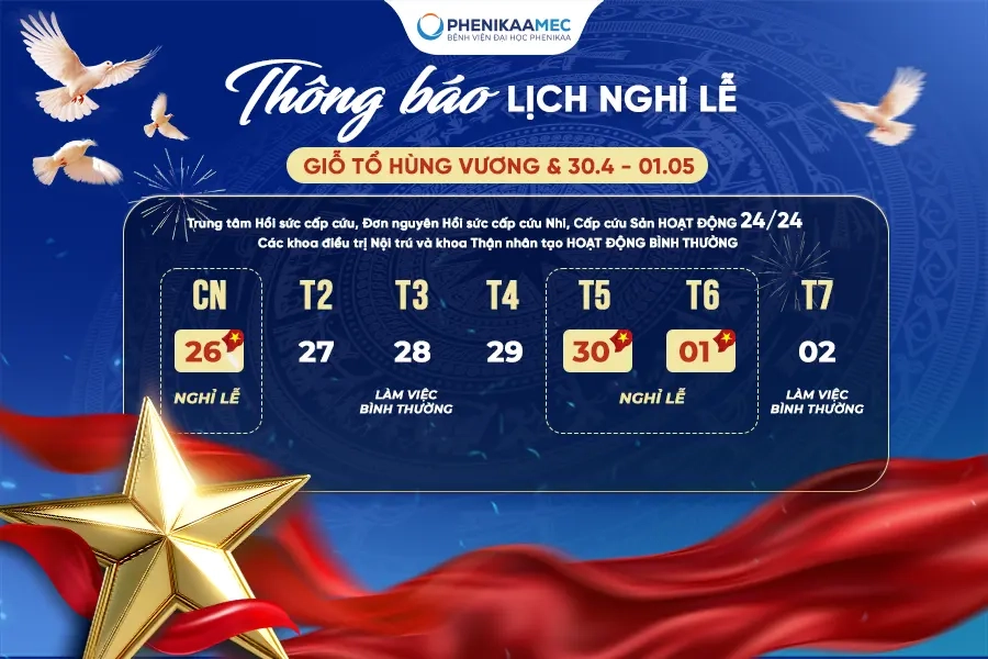 PhenikaaMec thông báo lịch nghỉ Lễ Giỗ Tổ Hùng Vương và 30/4 - 1/5/2026