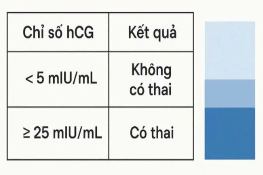 Chỉ số beta hCG < 5mIU/mL cho thấy kết quả không có thai