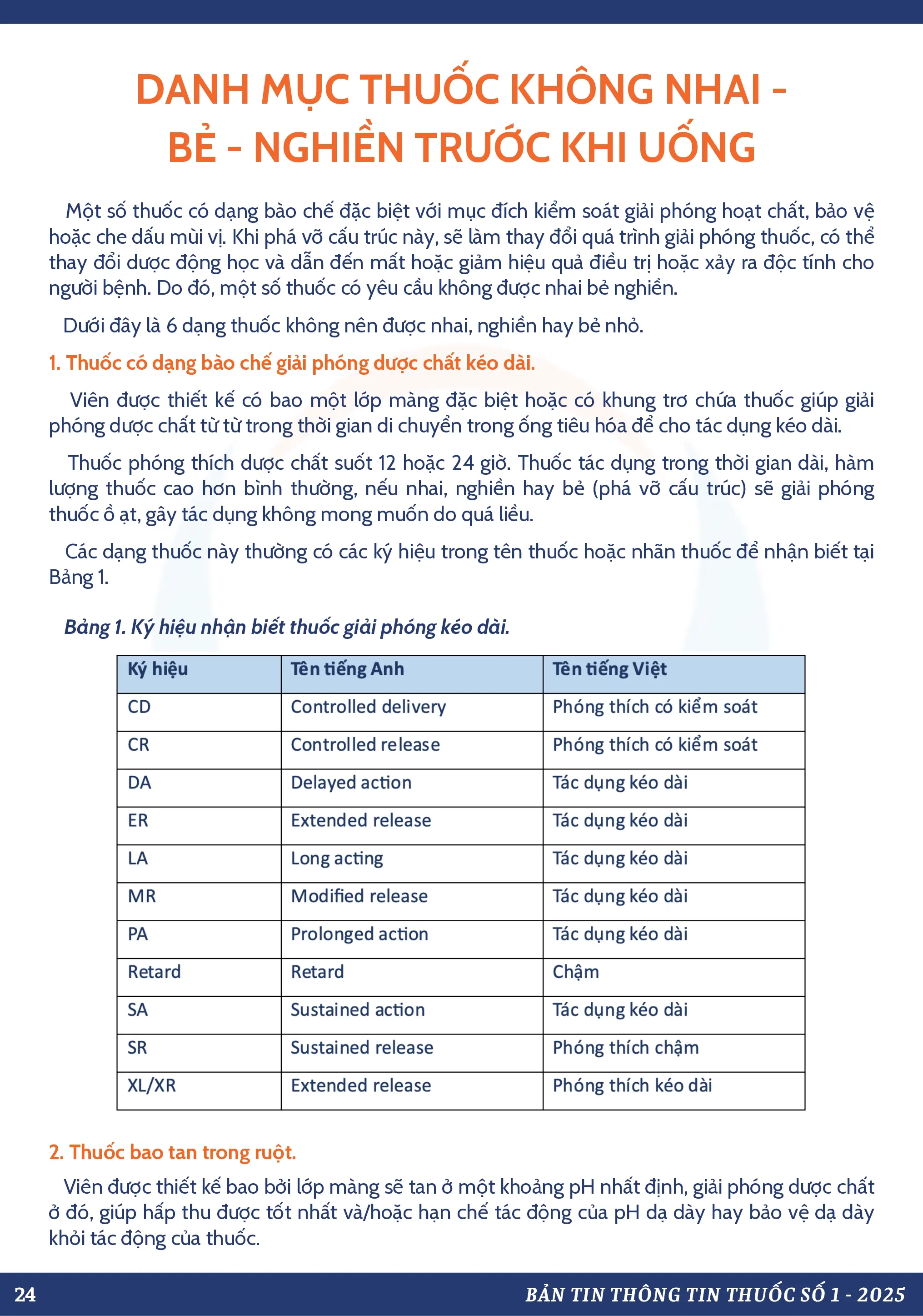 Thông Tin Thuốc: Số 1-2025