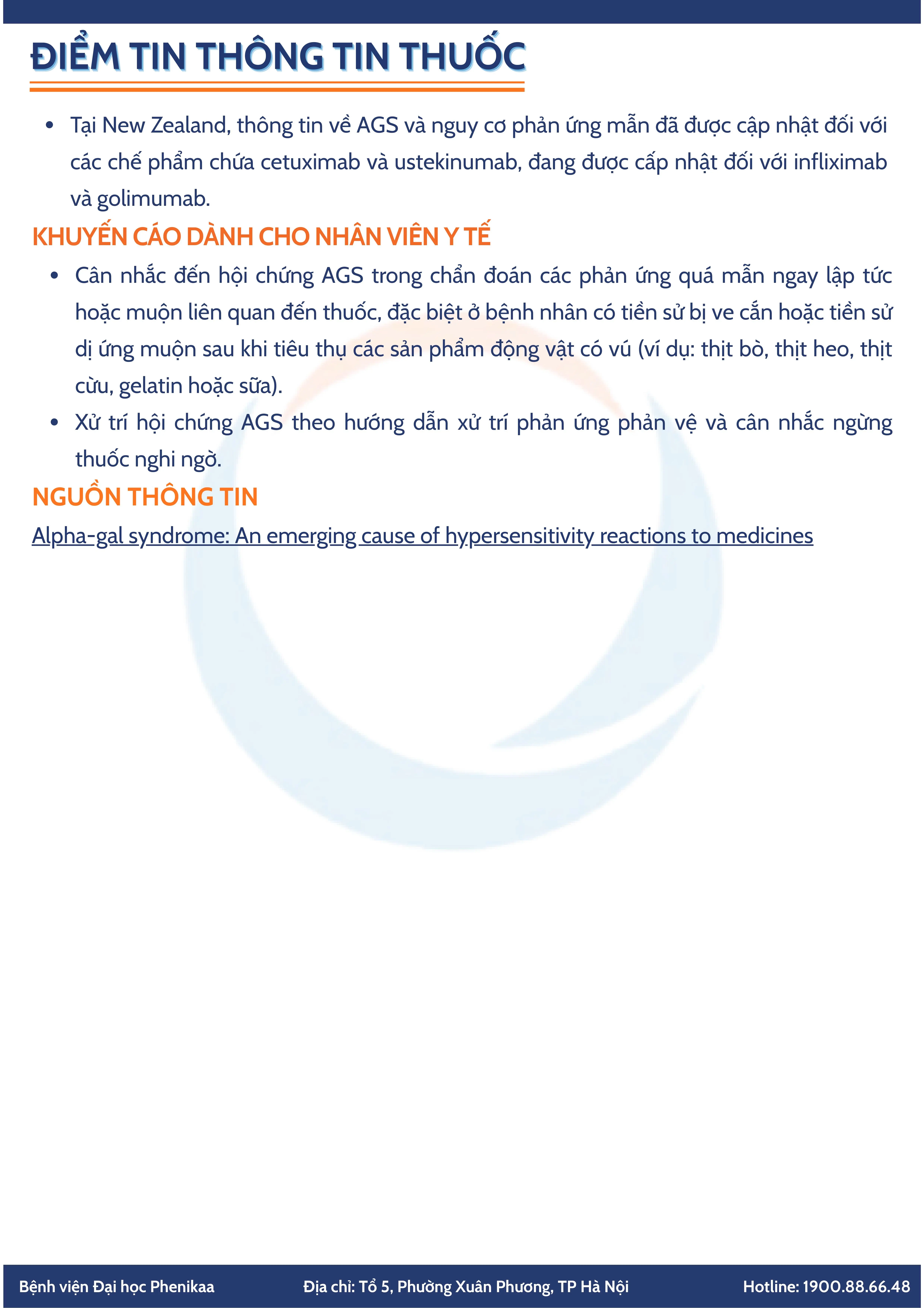 Medsafe: Hội chứng Alpha-gal và nguy cơ quá mẫn khi sử dụng thuốc sinh học