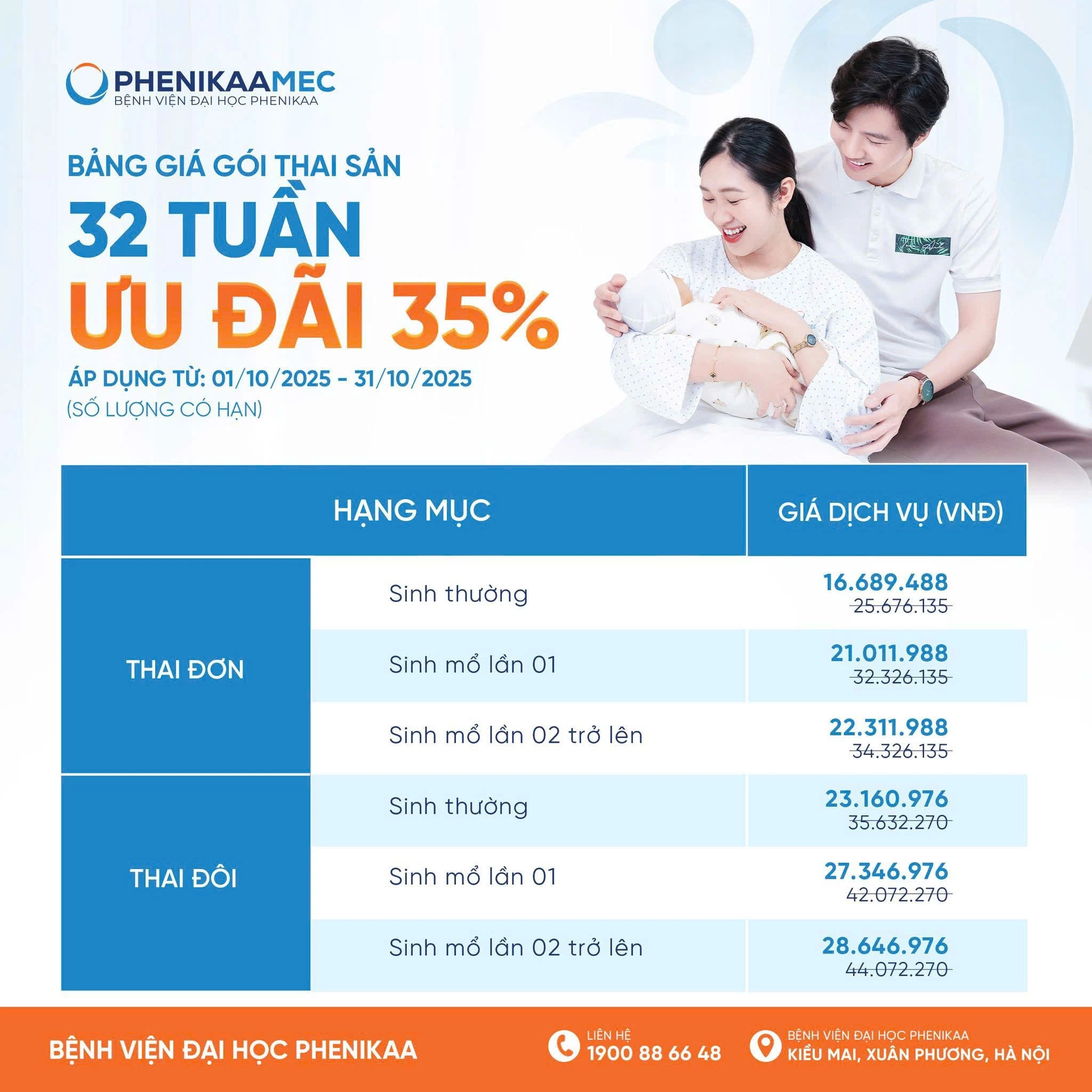 PhenikaaMec ưu đãi giảm giá 35% gói thai sản 32 tuần 1