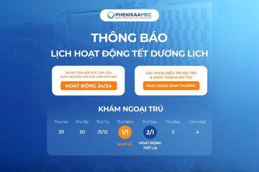 Bệnh Viện Đại Học Phenikaa Thông Báo Lịch Hoạt Động Tết Dương Lịch 2026