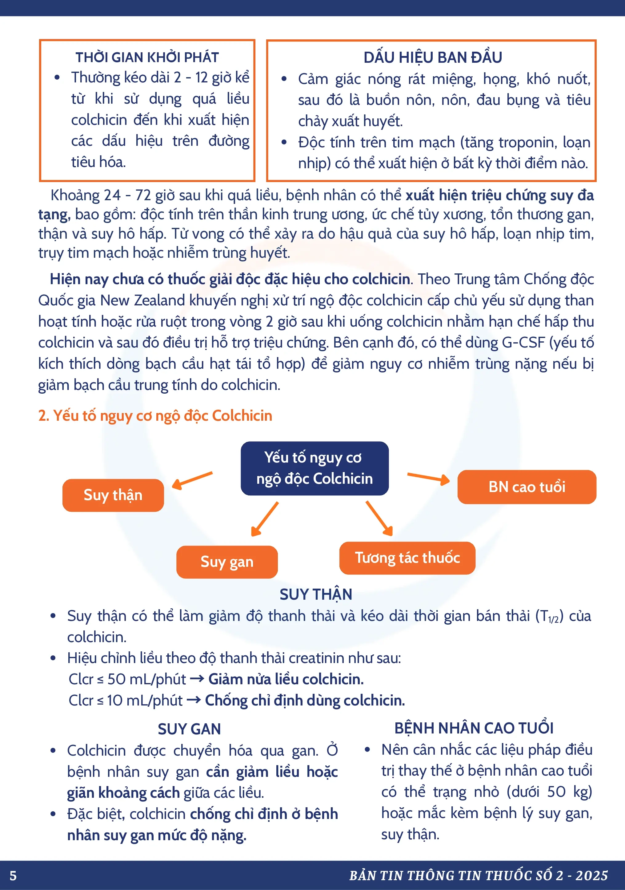 NGỘ ĐỘC COLCHICIN VÀ CÁC YẾU TỐ NGUY CƠ