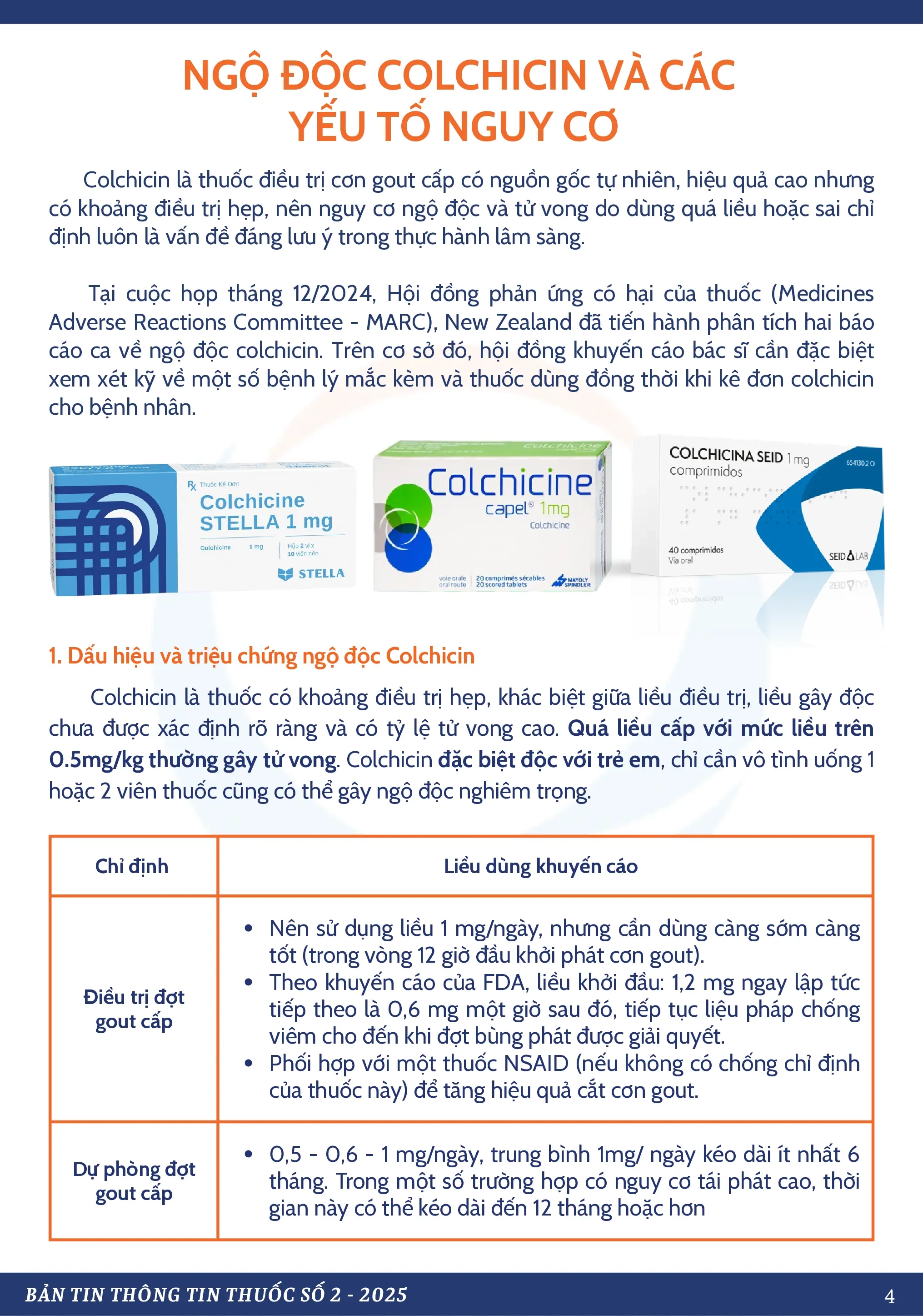 NGỘ ĐỘC COLCHICIN VÀ CÁC YẾU TỐ NGUY CƠ