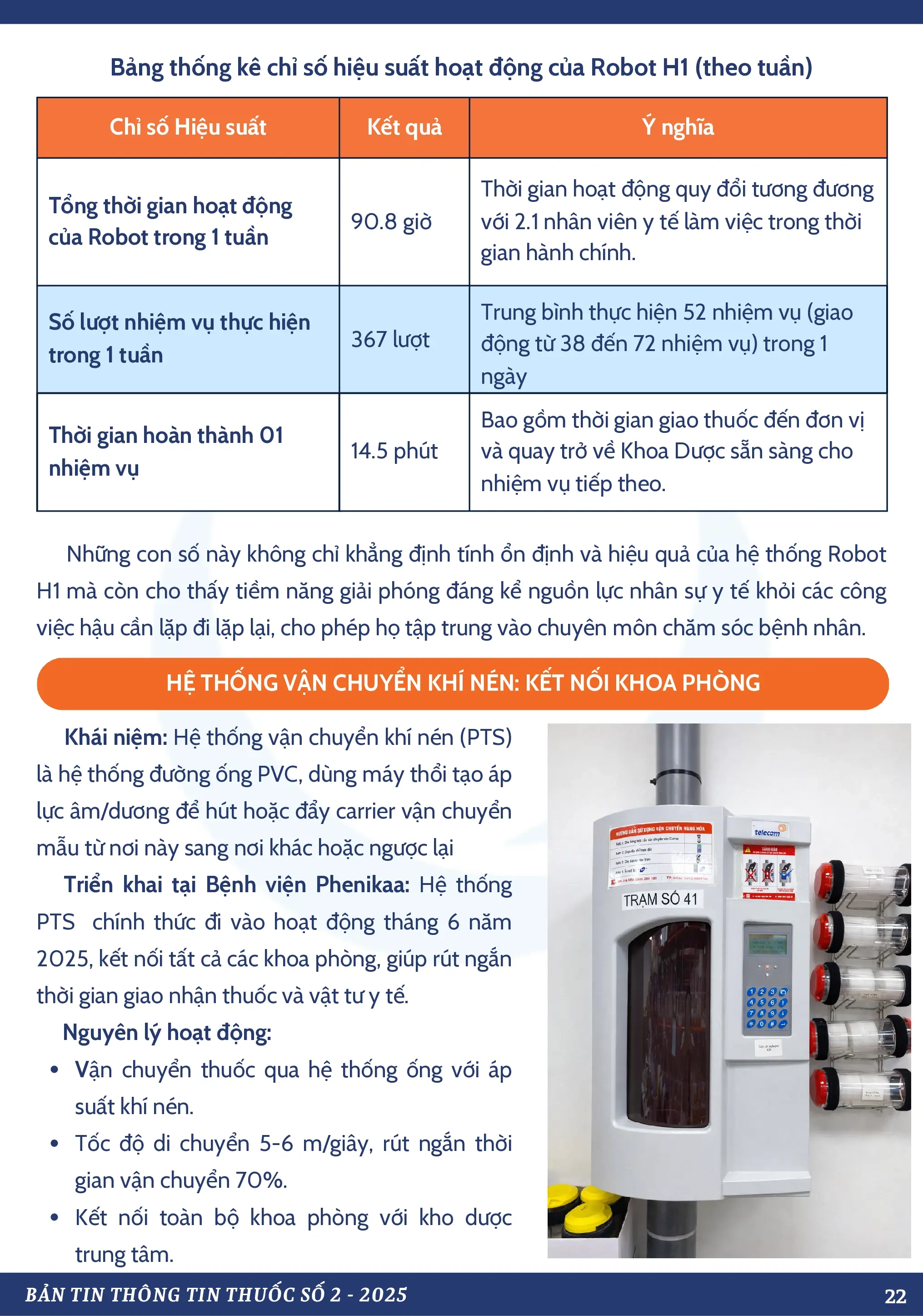 ROBOT VẬN CHUYỂN THUỐC VÀ HỆ THỐNG VẬN CHUYỂN KHÍ NÉN – ĐIỂM MỚI TRONG QUẢN LÝ VÀ CUNG ỨNG DƯỢC PHẨM TẠI PHENIKAAMEC