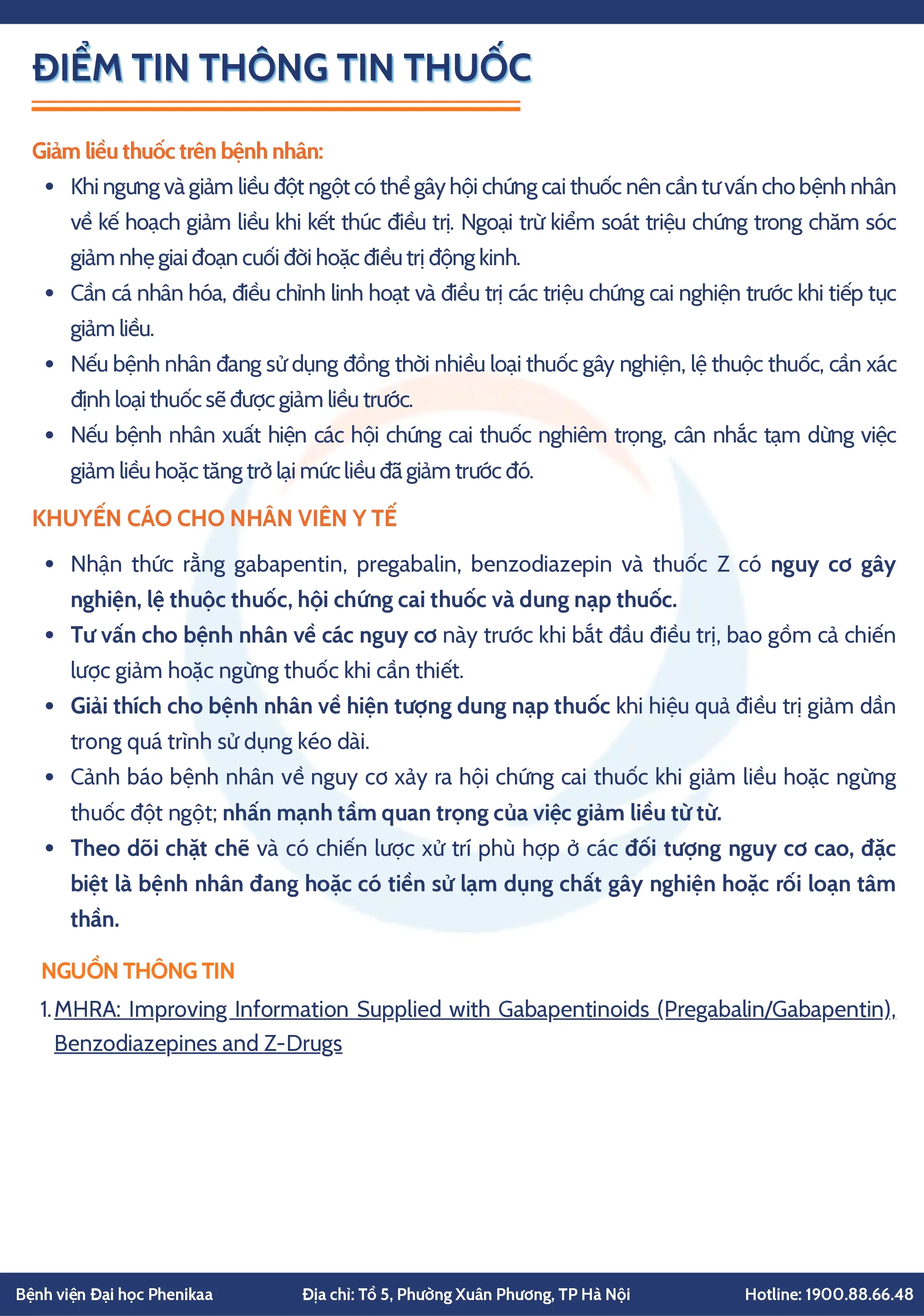 MHRA: TĂNG CƯỜNG CẢNH BÁO LIÊN QUAN ĐẾN NGUY CƠ NGHIỆN, LỆ THUỘC THUỐC, HỘI CHỨNG CAI THUỐC VÀ DUNG NẠP THUỐC KHI SỬ DỤNG GABAPENTIN, PREGABALIN, BENZODIAZEPIN VÀ CÁC THUỐC Z
