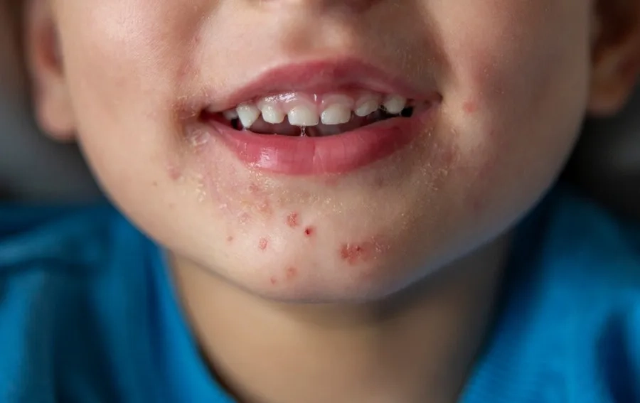 Loét bên ngoài và trong miệng khiến trẻ đau đớn, ăn uống kém