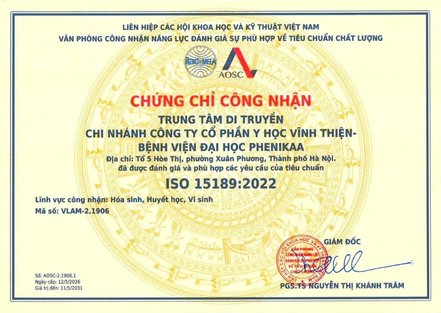 Trung tâm Di truyền PhenikaaMec đạt chứng chỉ ISO 15189:2022