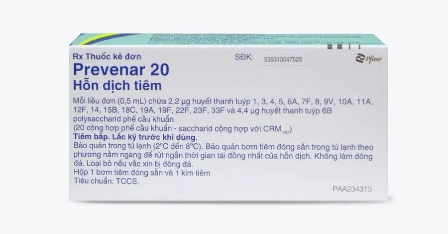 Vắc xin Prevenar 20 phòng ngừa 20 chủng phế cầu