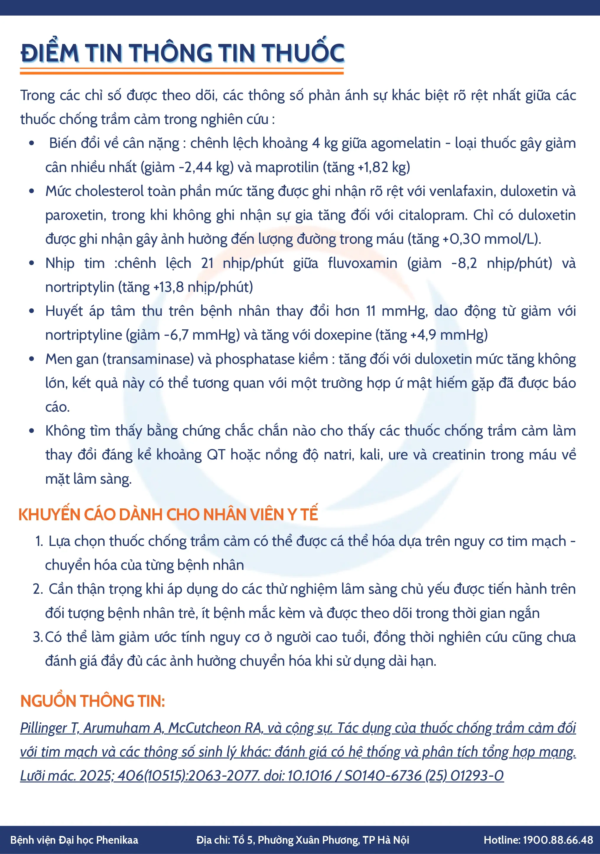 01 Cá thể hóa lựa chọn thuốc chống trầm cảm do Ảnh hưởng của thuốc lên các thông số tim mạch - chuyển hóa