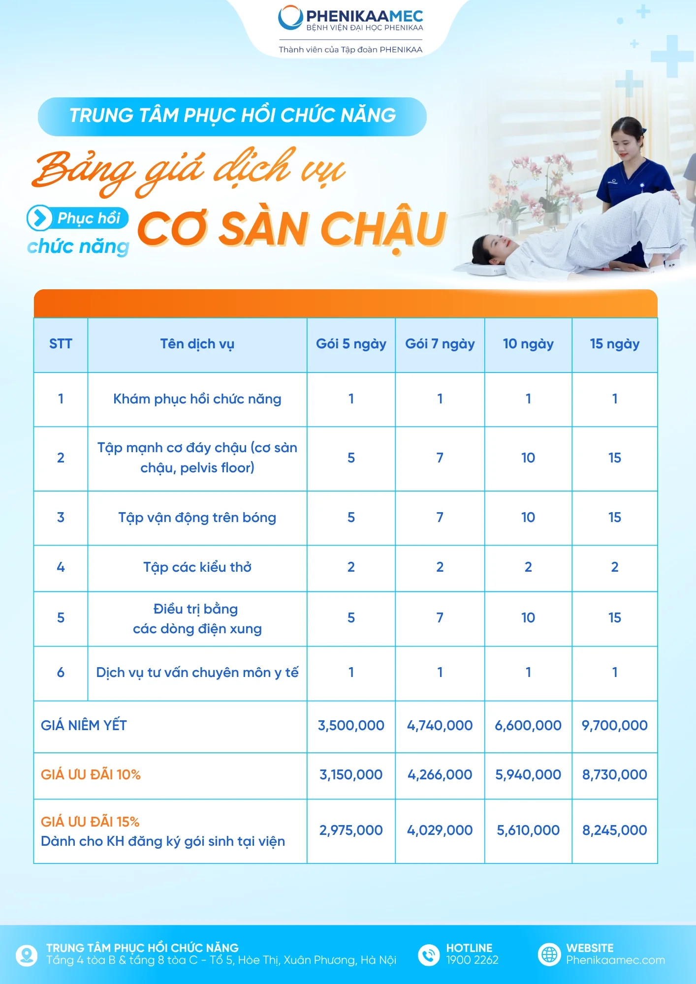 Gói Tập phục hồi chức năng cơ sàn chậu