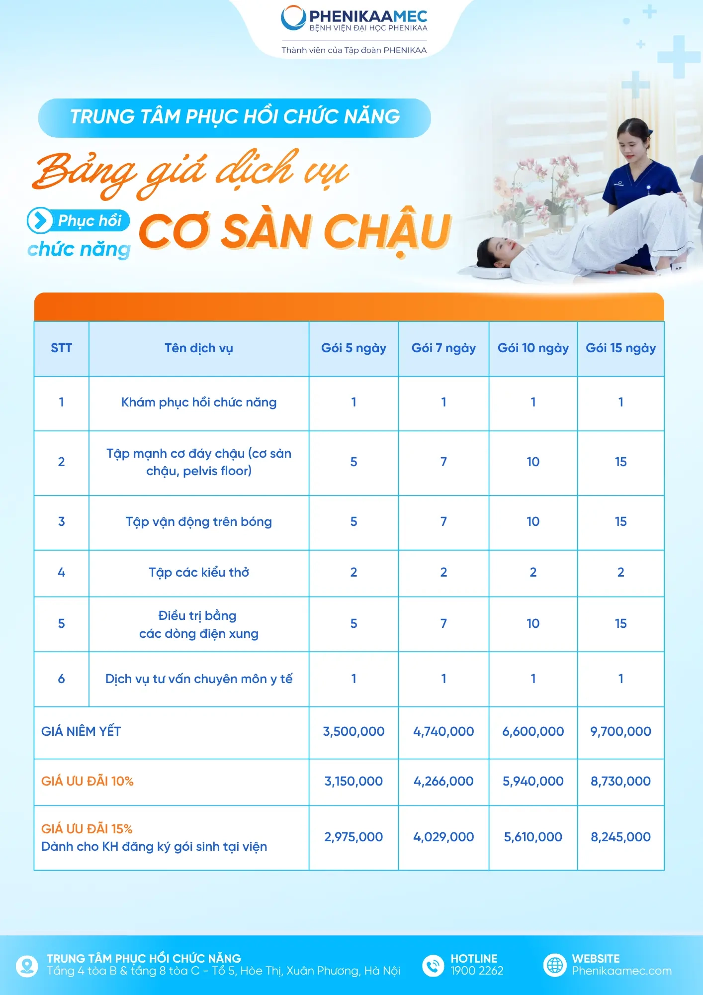 Gói Tập phục hồi chức năng cơ sàn chậu 