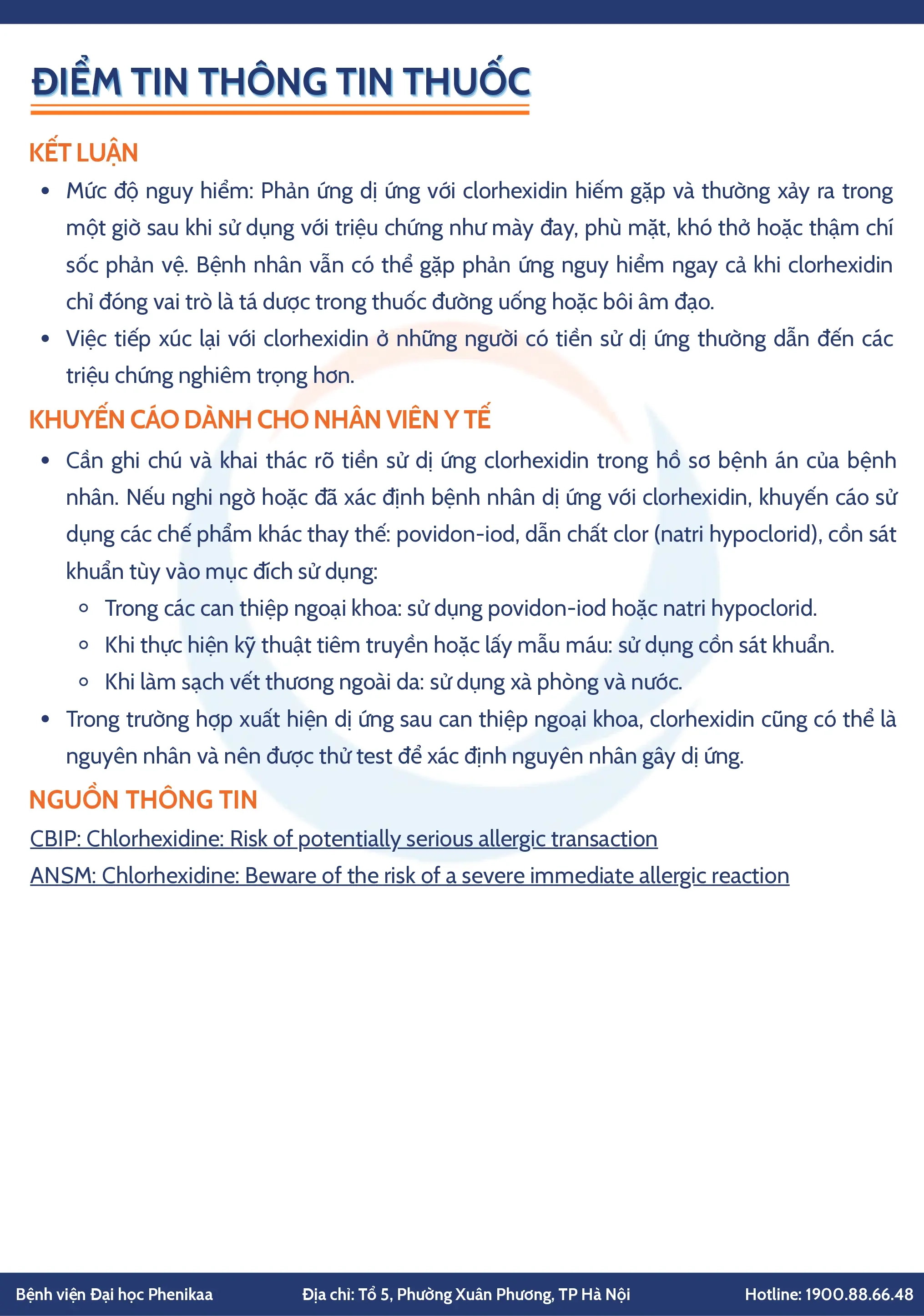 CBIP, ANSM nguy co phan ung di ung nghiem trong khi su dung clorhexidin 