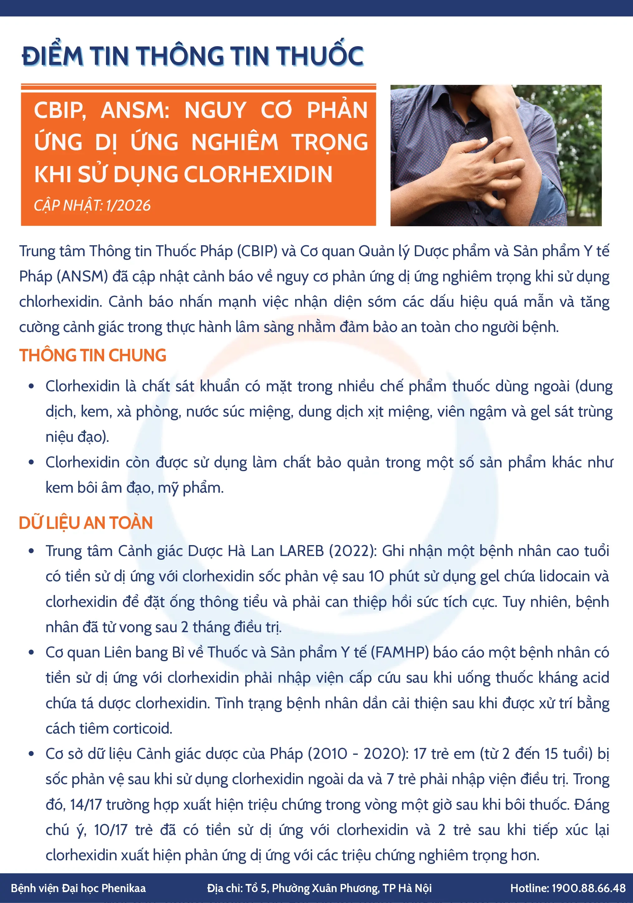 CBIP, ANSM nguy co phan ung di ung nghiem trong khi su dung clorhexidin 