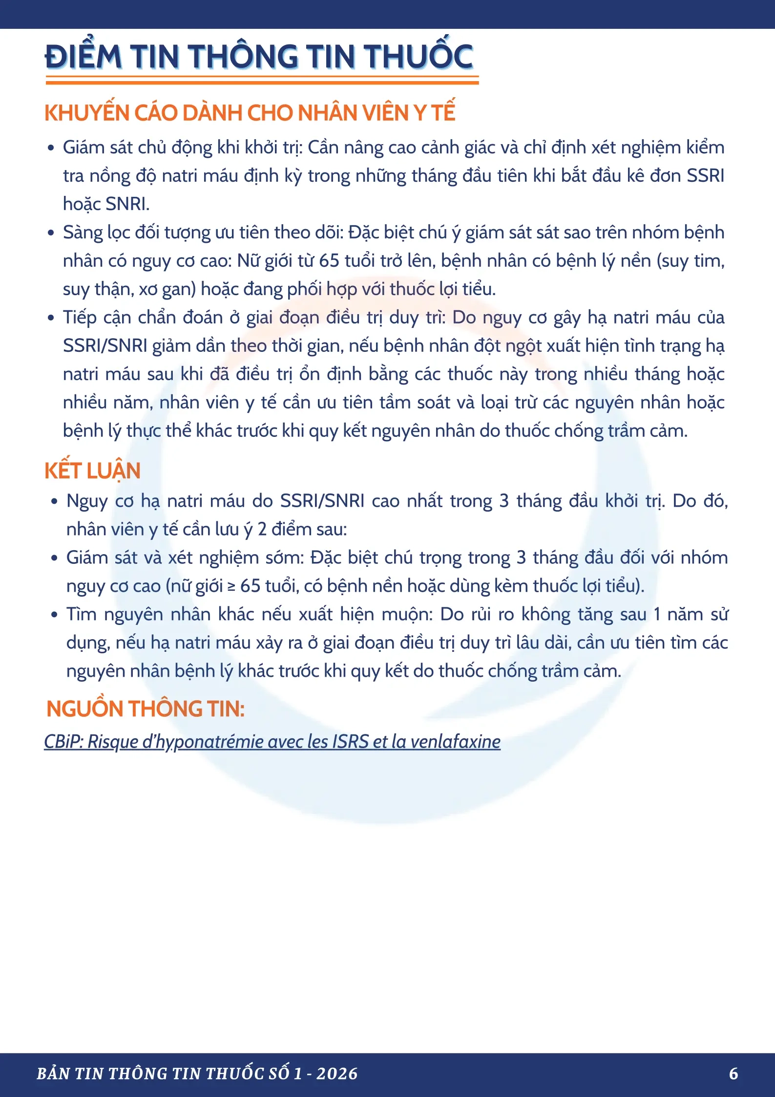 Bản Tin Thông Tin Thuốc Số 1 - 2026
