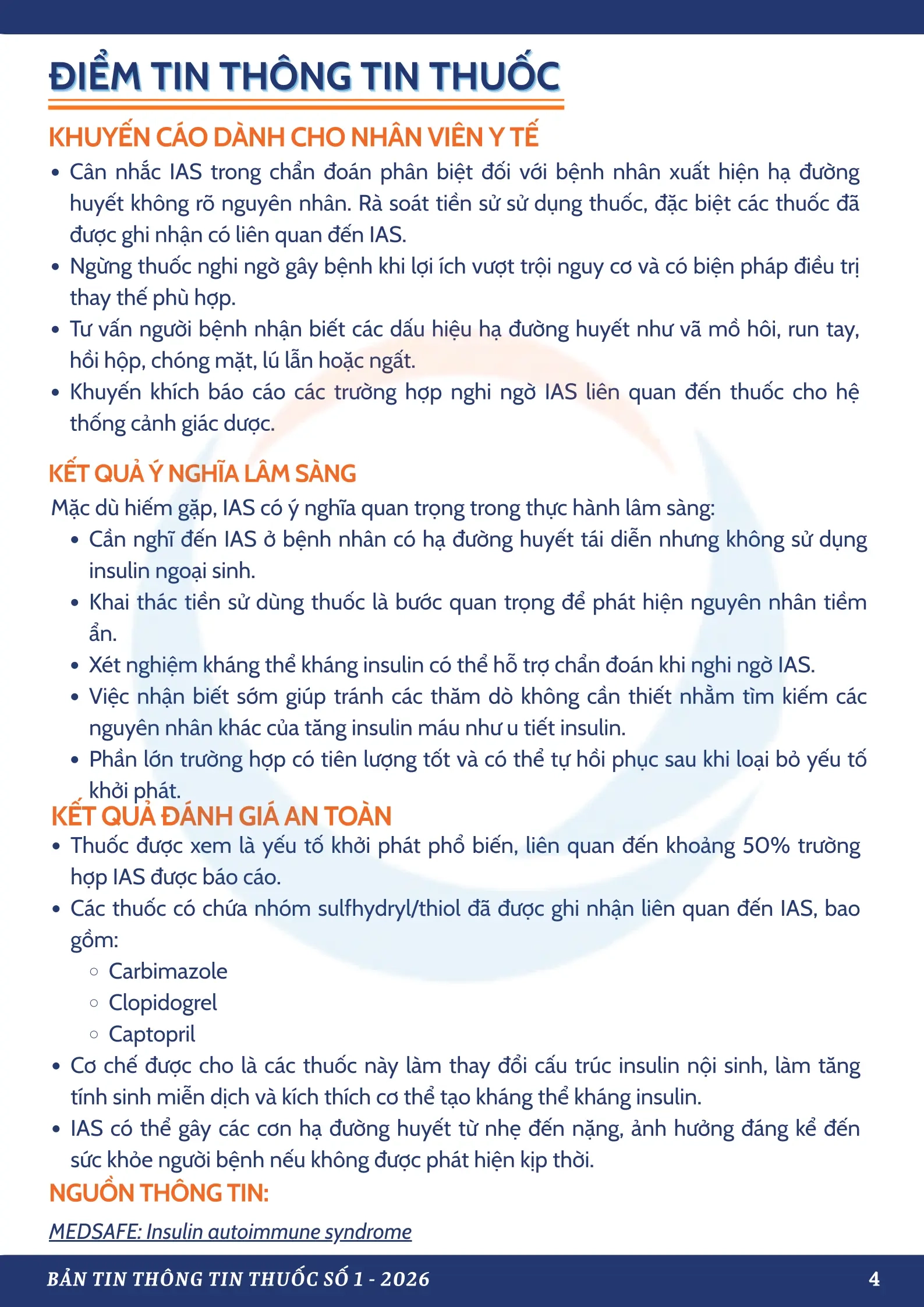 Bản Tin Thông Tin Thuốc Số 1 - 2026