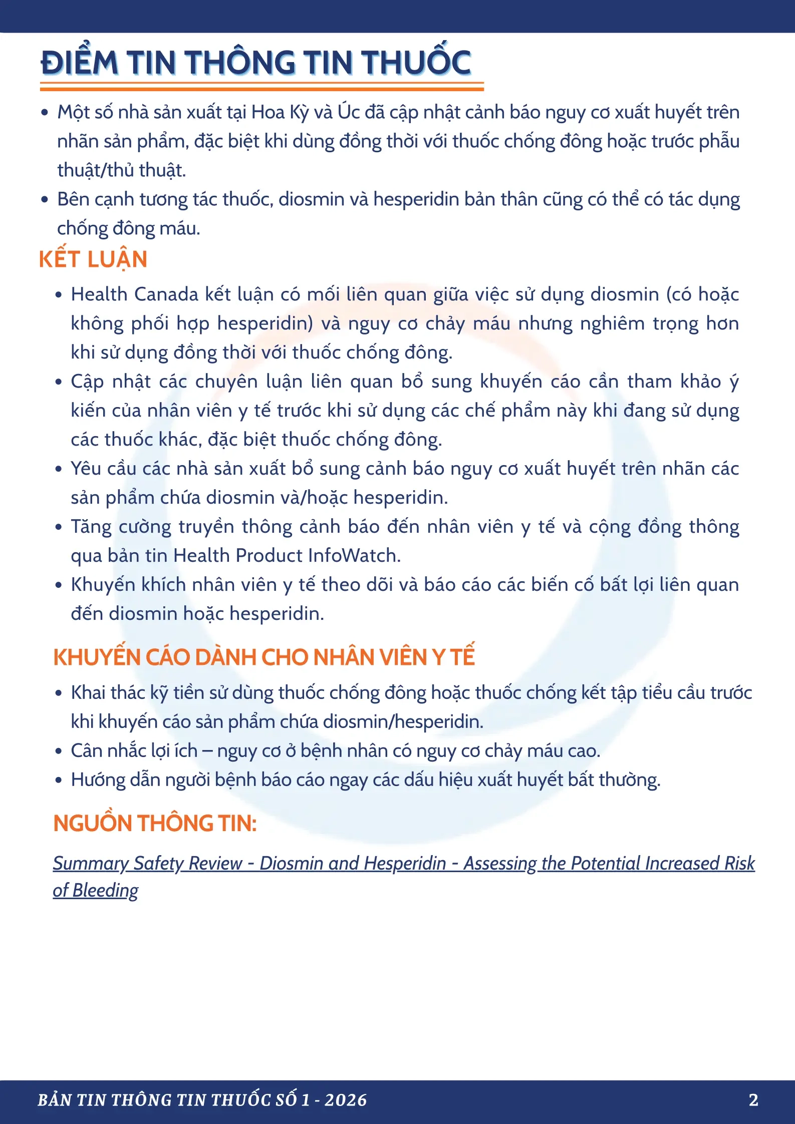 Bản Tin Thông Tin Thuốc Số 1 - 2026